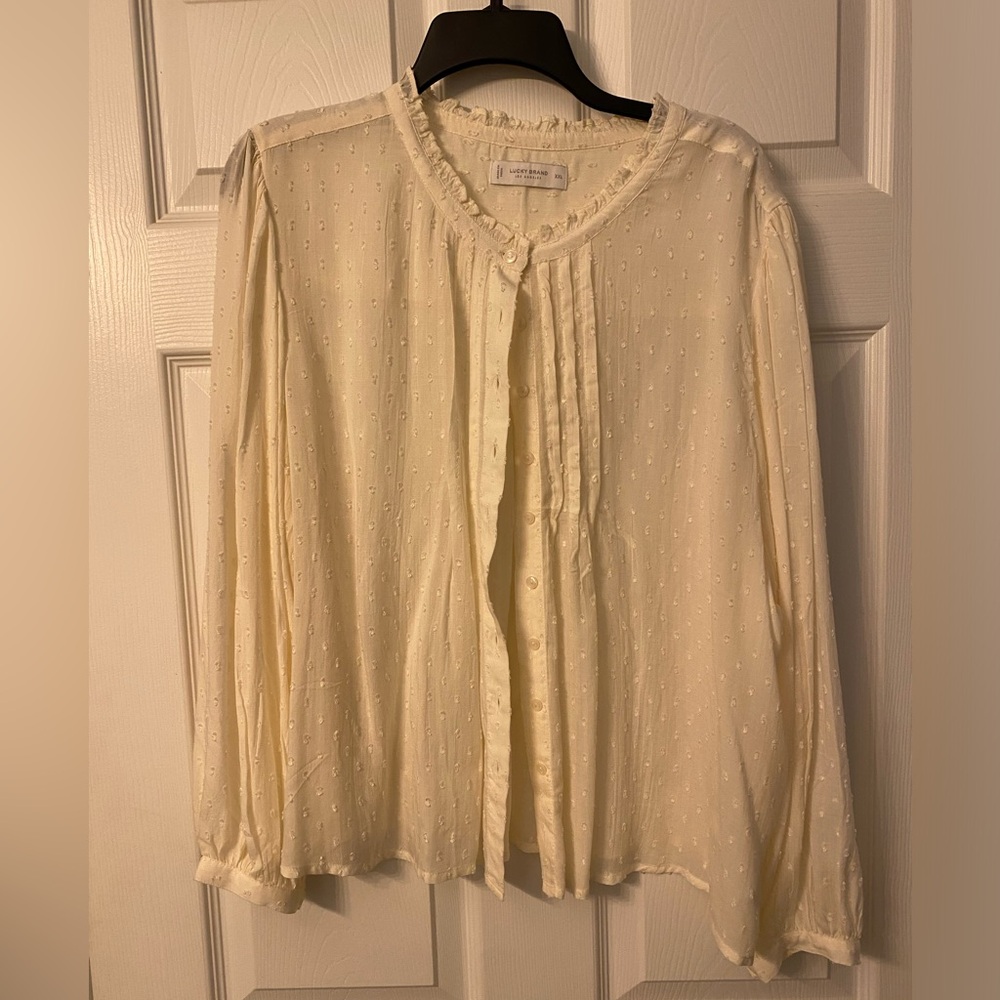 Lucky Brand White Sheer Blouse